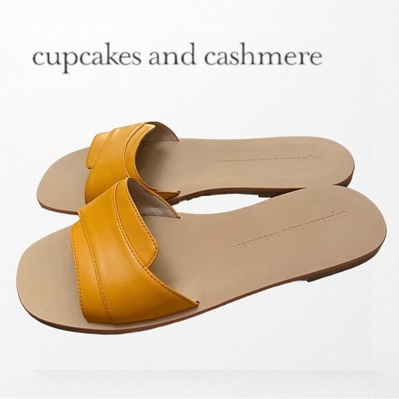 cupcakes & cashmere Shoes - CUPCAKES and CASHMERE Farella Mango Leather Slide Sandals NEW 5.5